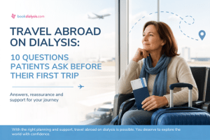 Travel abroad on dialysis: patient waiting at an airport before an international trip